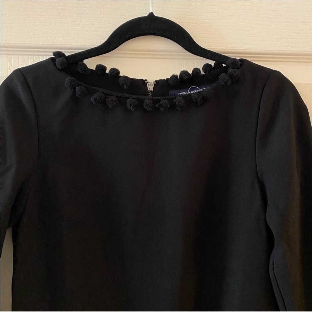 FRENCH CONNECTION Arrow Crepe Pom Pom Tunic Dress in Black - 0 - Picture 7 of 14
